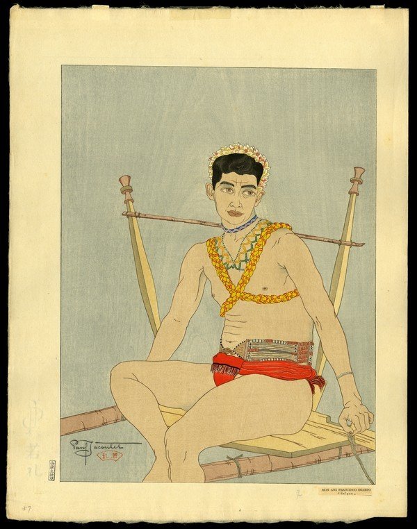 Paul Jacoulet Woodblock: Title: Mon Ami Francesco Ogarto. Marianes Artist: Jacoulet, Paul, 1902-1960 Series: Kanji Editon of 150 Date: 1934 Medium: