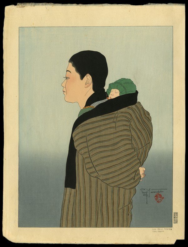 Paul Jacoulet Woodblock: Title: Les Deux Freres. Izu, Japon Artist: Jacoulet, Paul, 1902-1960 Edition: Kanji Edition of 150 Date: 1936 Medium: