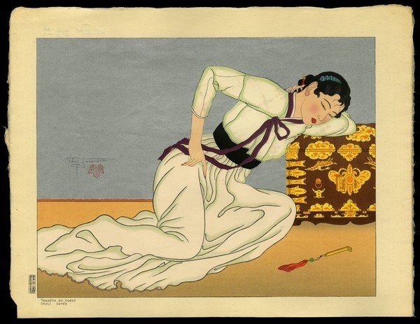 Paul Jacoulet Woodblock: Title: Tempete Du Coeur. Seoul, Coree Artist: Jacoulet, Paul, 1902-1960 Edition: 311/350 Date: 1948 Medium: wood