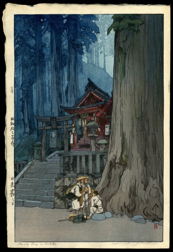 Hiroshi Yoshida Woodblock: Title: Misty Day in Nikko Artist: Yoshida, Hiroshi, 1876-1950 Date: 1937 Medium: woodblock Dimensions: 14 3/4 x