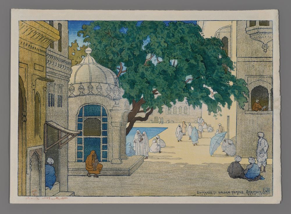 Charles Bartlett Woodblock - Golden Temple, Armistrar (1 of 2)