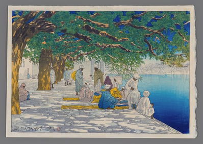 Charles Bartlett Woodblock - Silk Merchants, India