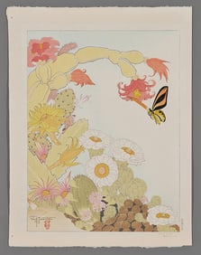 Paul Jacoulet Woodblock - Cactus. Mers De Sud