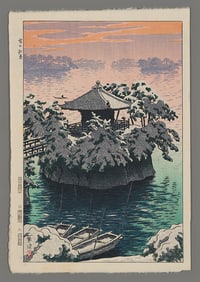 Kasamatsu Shiro Woodblock - Snow In Matsushima