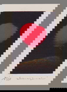 Yozo Hamaguchi Color Mezzotint - Crimson Butterfly: Artist: Hamaguchi, Yozo, 1909-2000 Title: Crimson Butterfly Edition: 56/180 Date: 1981-90 Medium: color mezzotint Image Size: 2 1/4 x 1 1/2 inches Illustrate