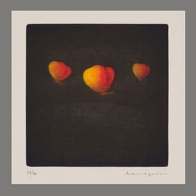 Yozo Hamaguchi  Mezzotint - 3 Butterflies (Orange)