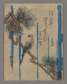 Ando Hiroshige Woodblock - Parrot on a Pine Branch