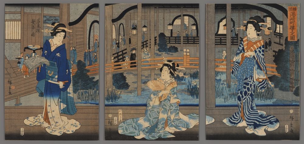 Ando Hiroshige II Woodblock - Gankiro Teahouse (1 of 7)