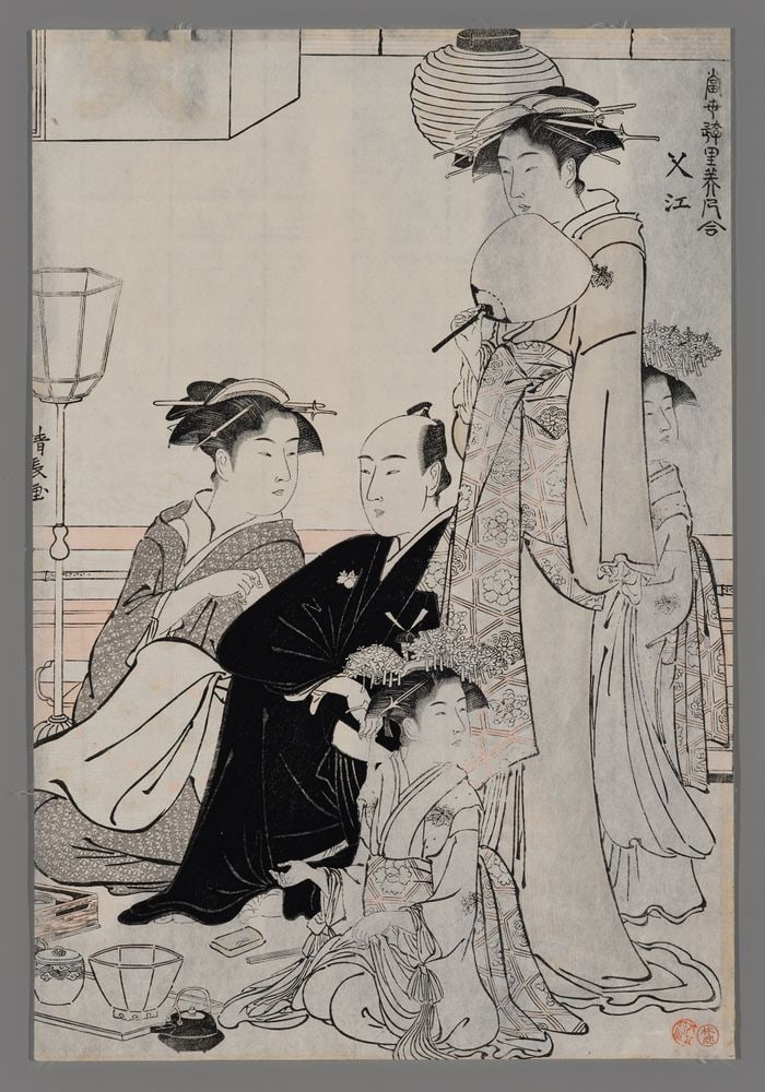 Torii Kiyonaga Woodblock - Nakasu (1 of 2)