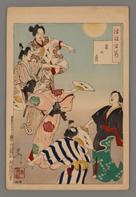 Tsukioka Yoshitoshi Woodblock - Bon Festival Moon