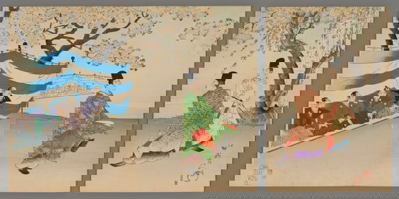 Chikanobu Woodblock - Private Noh Performance