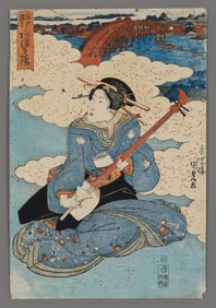 Utagawa Kunisada Woodblock - Azuma Bridge