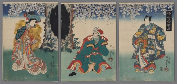 Utagawa Kuniyoshi Woodblock - Love and Deep Snow