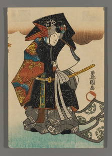 Utagawa Toyokuni III Woodblock - Portrait of a Nobleman: Artist: Toyokuni III, Utagawa, 1786-1875 Title: Portrait of a Nobleman Date: c. 1850s Medium: woodblock Image Size: 4 3/4 x 3 1/4 inches Notes: Embossing Hi