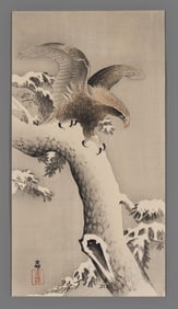 Ohara Koson Woodblock - Eagle on a Snowy Tree Bough
