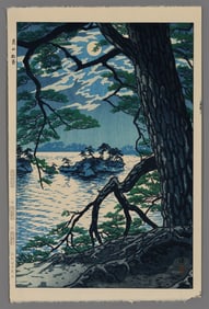 Kasamatsu Shiro Woodblock - Moon at Matsushima