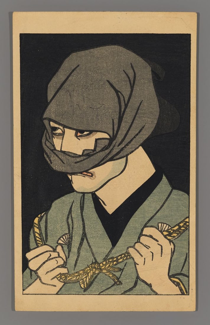Yamamura Toyonari Woodblock - Nakimura Kichiemon: Artist: Toyonari, Yamamura, 1855-1952 Title: Nakimura Kichiemon as Fujioka Tojuro Series: Shin Nagao, Vol. 3 Date: 1915 Medium: woodblock Image Size: 6 3/8 x 4 1/4 inch