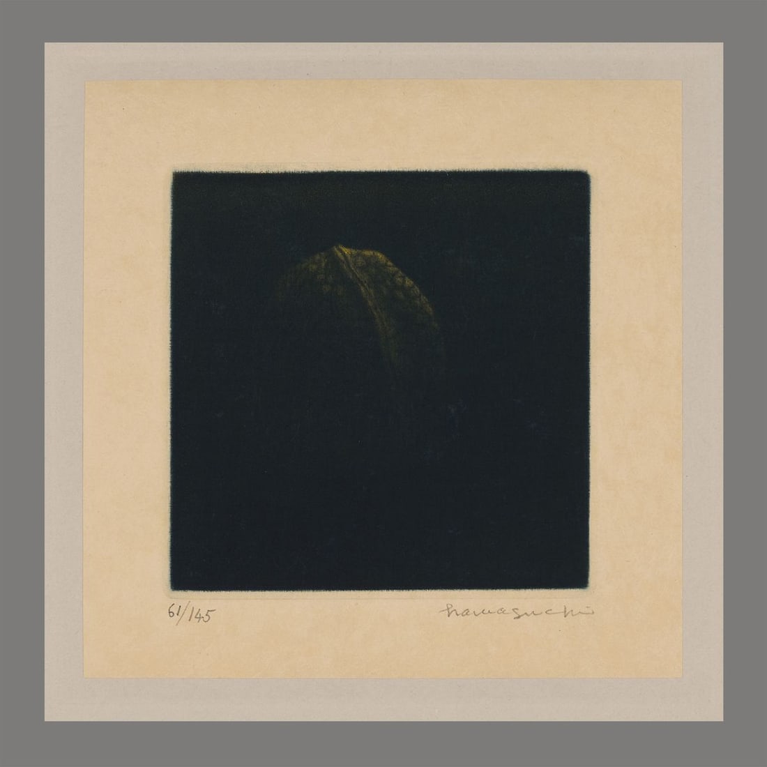 Yozo Hamaguchi Color Mezzotint - Amber Walnut: Artist: Hamaguchi, Yozo, 1909-2000 Title: Amber Walnut Edition: 61/145 Date: 1982-89 Medium: color mezzotint Image Size: 3 3/8 x 3 3/8 inches Illustrated: