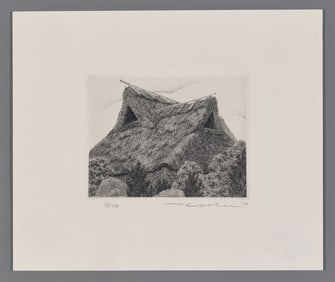 Ryohei Tanaka Etching - Thatched Roof No. 22