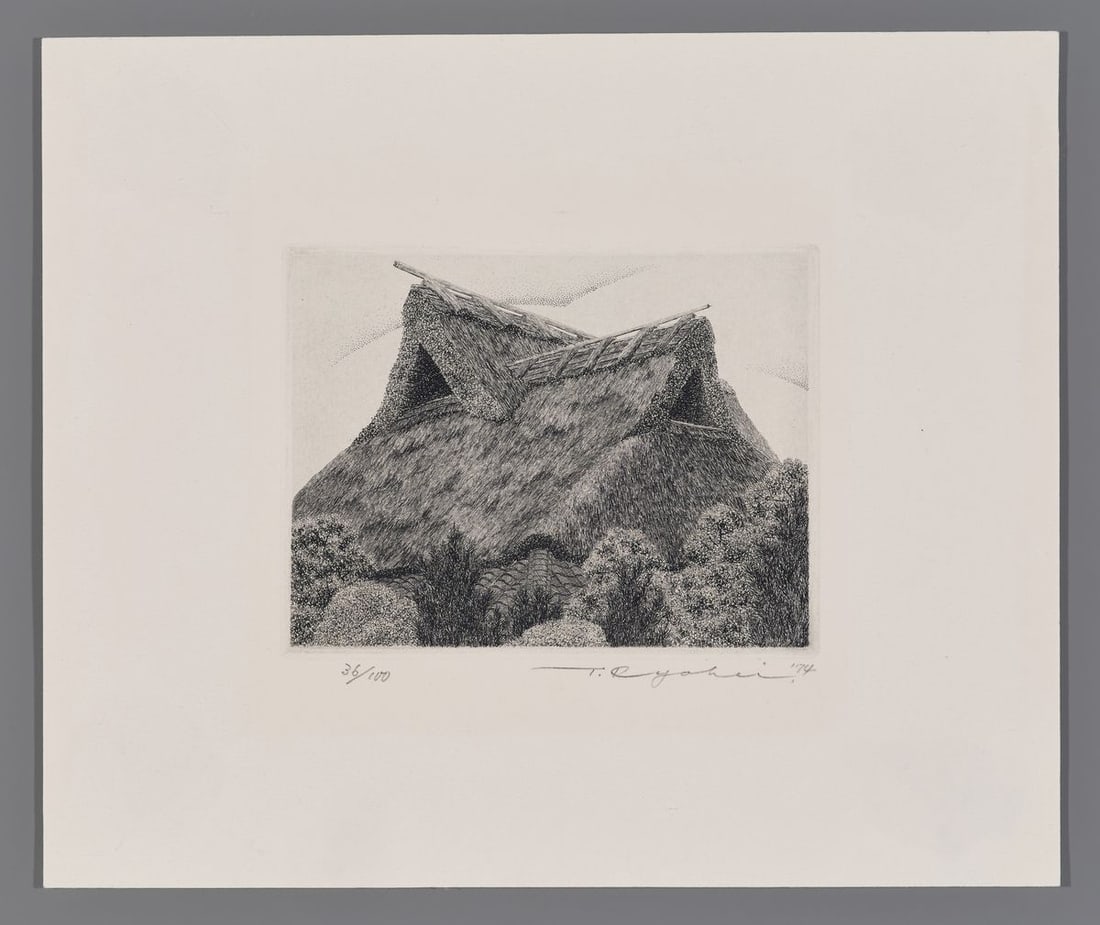 Ryohei Tanaka Etching - Thatched Roof No. 22 (1 of 2)