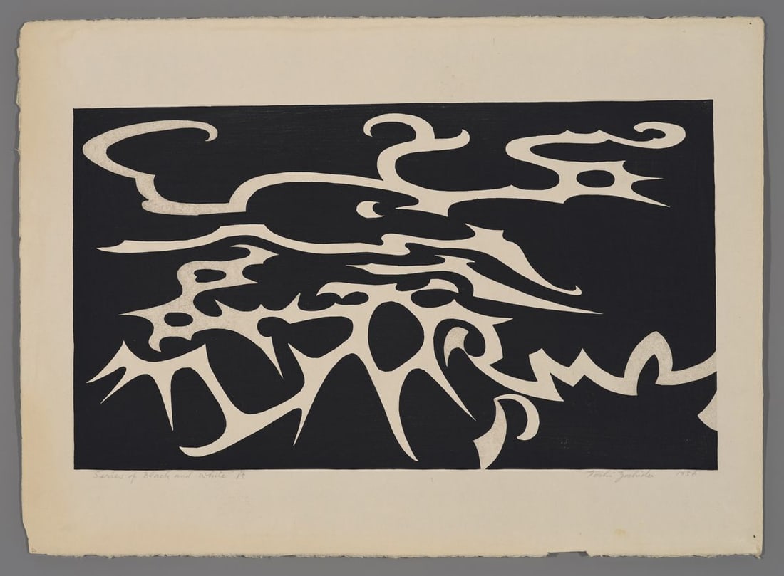 Toshi Yoshida Woodblock - Series of Black and White A (1 of 2)