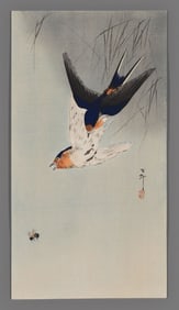 Ohara Koson Woodblock - Two Barn Swallows