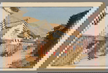 Toshi Yoshida Woodblock - Village in Harima