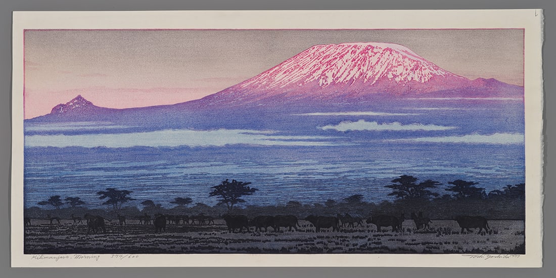 Toshi Yoshida Woodblock - Kilimanjaro, Morning (1 of 2)