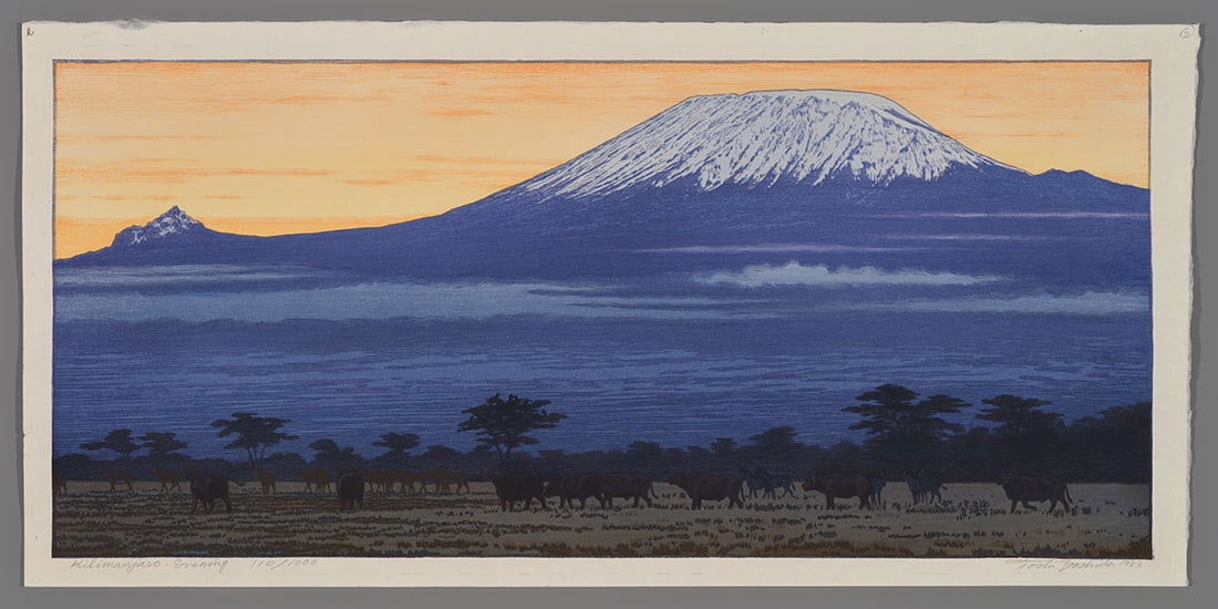 Toshi Yoshida Woodblock - Kilimanjaro, Evening (1 of 2)