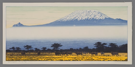 Toshi Yoshida Woodblock - Kilimanjaro, Cloudy Day