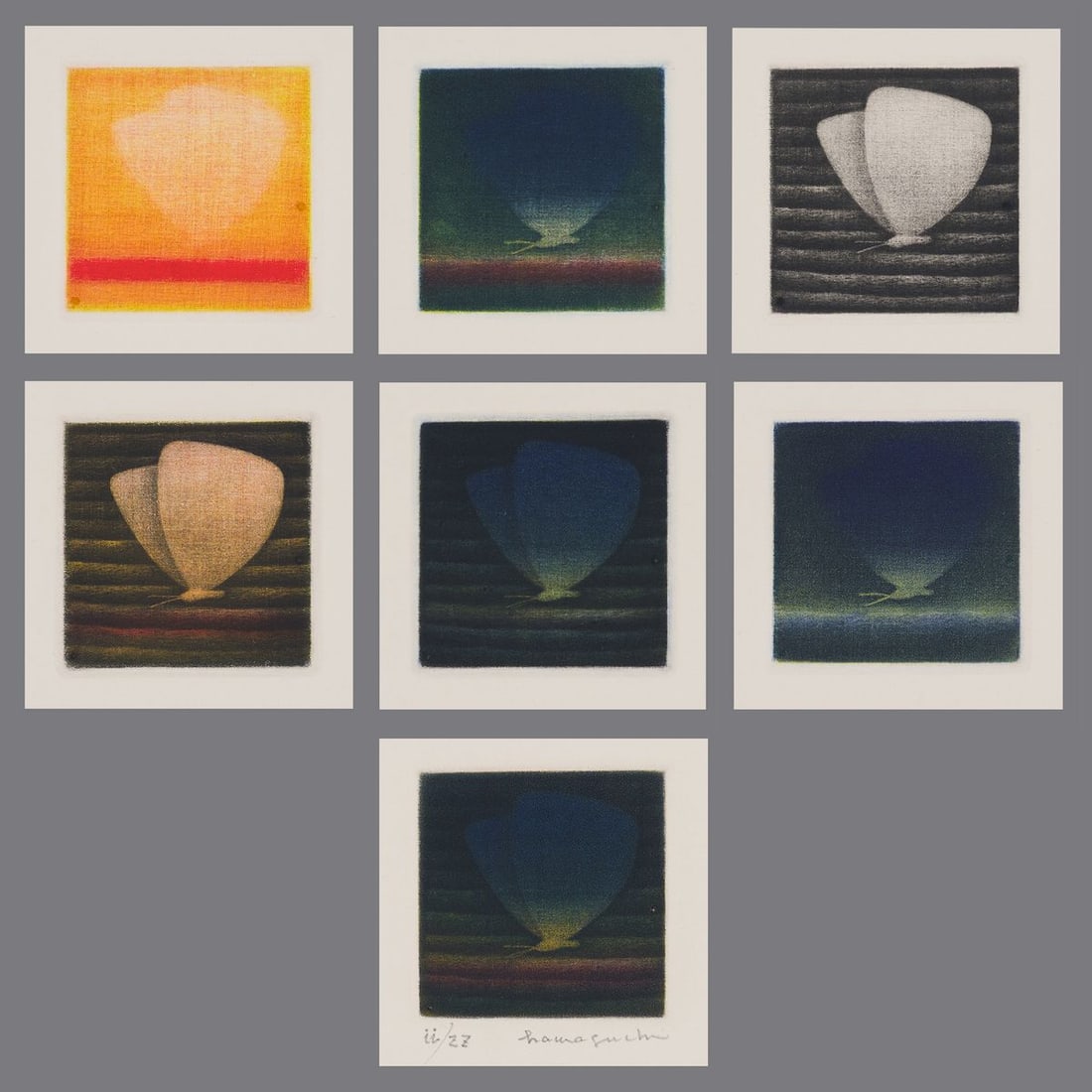 Yozo Hamaguchi Color Mezzotint - Blue Butterfly - Seven States (1 of 20)