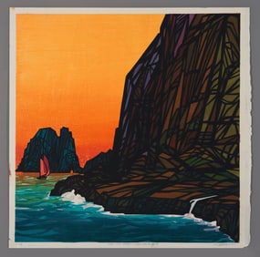Clifton Karhu Woodblock - Isle of Bays - New Zealand