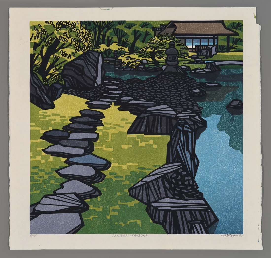Clifton Karhu Woodblock - Lantern - Katsura: Artist: Karhu, Clifton, 1927-2007 Title: Lantern - Katsura Edition: 4/100 Date: 1982 Medium: Japanese woodblock print Image Size: 16 x 16 inches Sheet Size:<