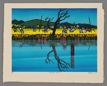 Clifton Karhu Woodblock - Scarecrows