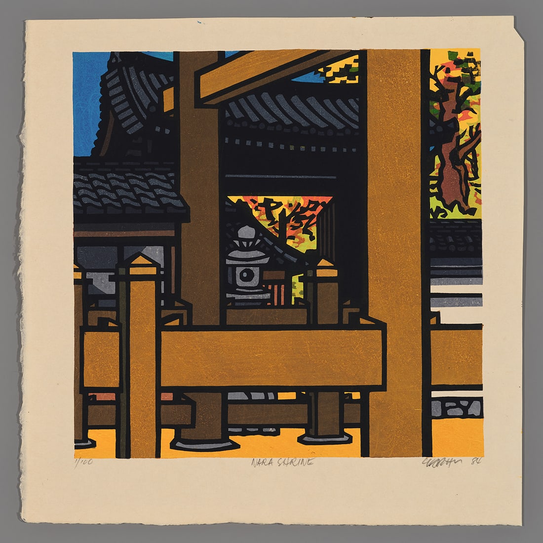 Clifton Karhu Woodblock - Nara Shrine: Artist: Karhu, Clifton, 1927-2007 Title: Nara Shrine Edition: 1/100 Date: 1984 Medium: Japanese woodblock print Image Size: 12 x 12 inches Sheet Size: 15