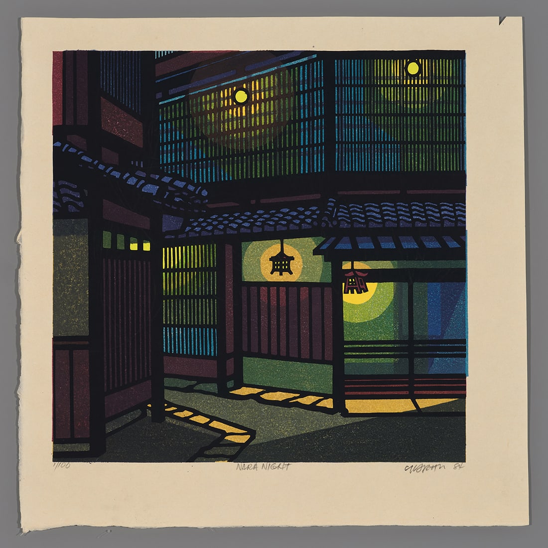 Clifton Karhu Woodblock - Nara Night: Artist: Karhu, Clifton, 1927-2007 Title: Nara Night Edition: 1/100 Date: 1984 Medium: Japanese woodblock print Image Size: 12 x 12 inches Sheet Size: 15