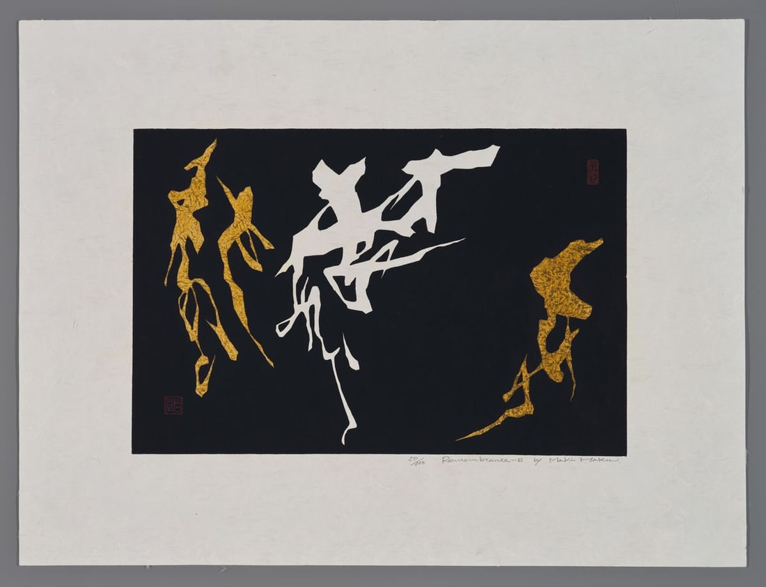 Haku Maki Woodblock - Remembrance - E: Artist: Maki, Haku, 1924-2000 Title: Remembrance - E Edition: 50/100 Date: undated Medium: Japanese woodblock print Image Size: 10 3/4 x 16 1/4 inches Sheet