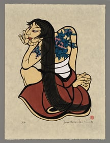 Yoshitoshi Mori Stencil - Woman Gambler