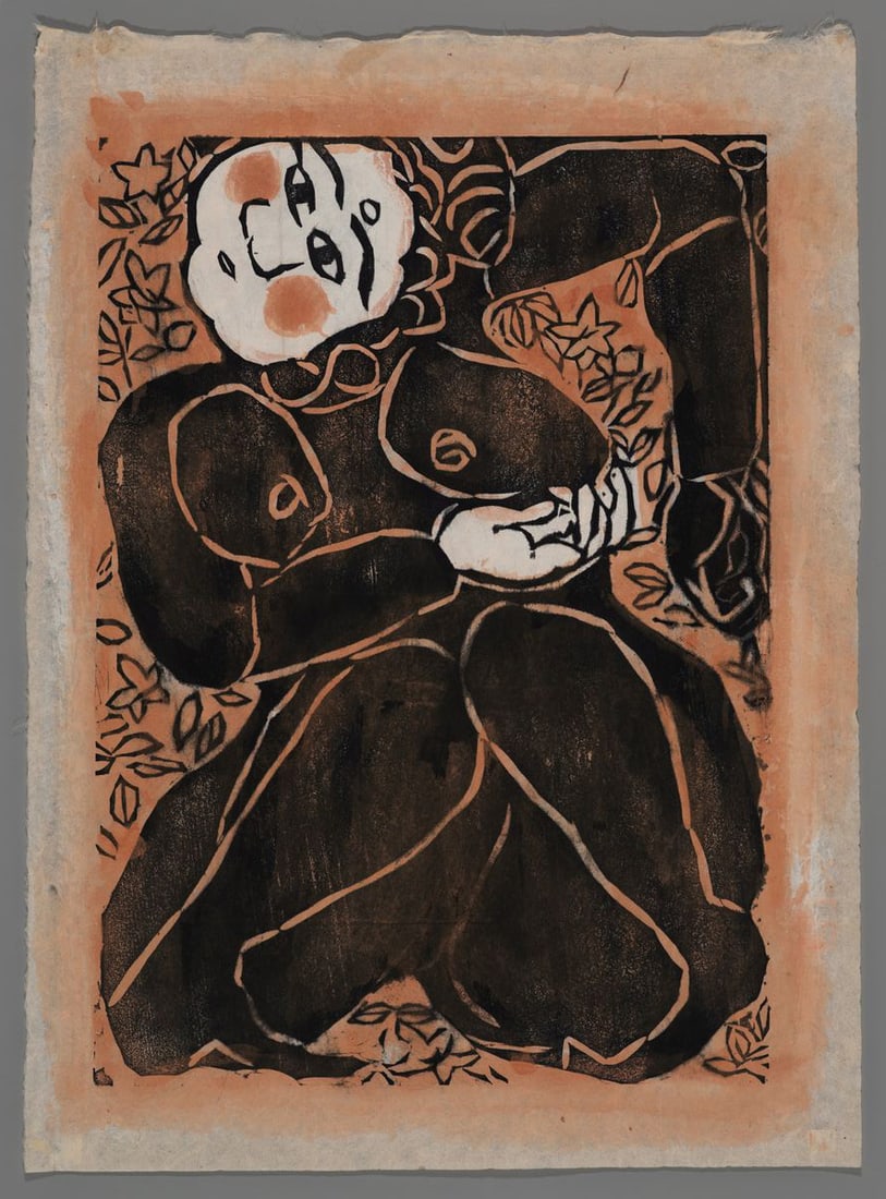 Shiko Munakata Hand Colored Woodblock - Femme 5 (1 of 2)