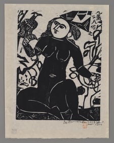 Shiko Munakata Woodblock - Hawk Woman