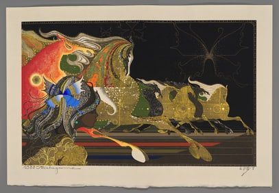 Tadashi Nakayama Woodblock - Butterfly Wind