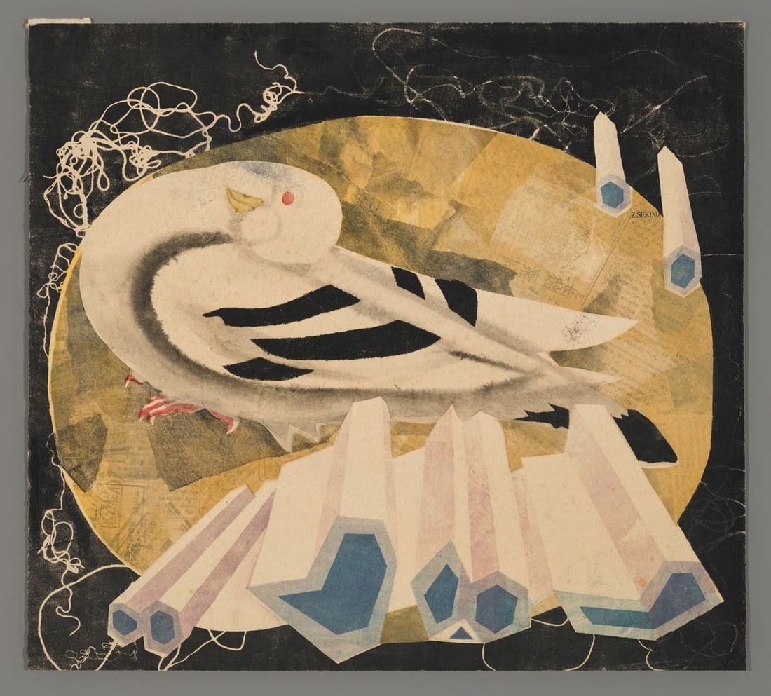 Jun'ichiro Sekino Woodblock - Dove (1 of 2)