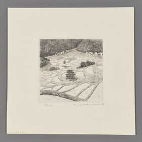 Ryohei Tanaka Etching - Mountain Village in May, # 2