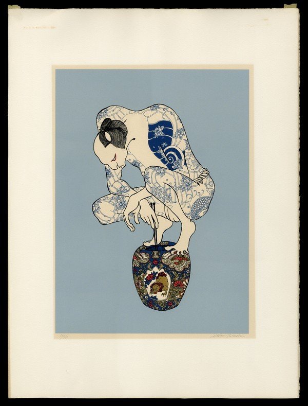 Hideo Takeda Silkscreen: Title: Balancing on Vase Artist: Takeda, Hideo, b. 1948 Edition: 16/150 Date: undated Medium: silkscreen<