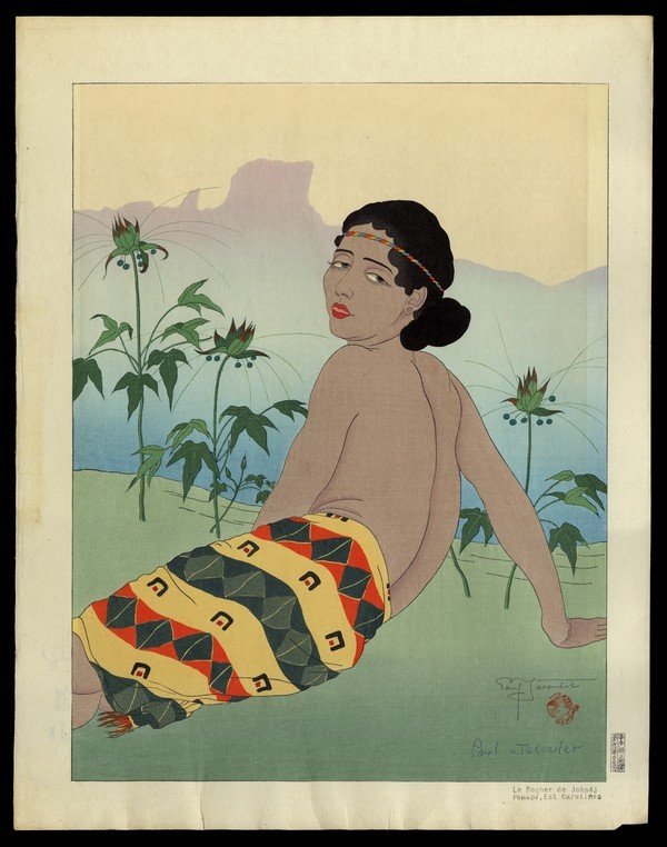 Paul Jacoulet Woodblock: Title: Le Rocher de Jokadj. Ponape, Est Carolines Artist: Jacoulet, Paul, 1902-1960 Edition: Kanji Edition Date: 1936 Medi
