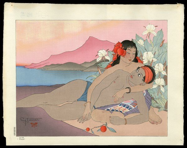 Paul Jacoulet Woodblock: Title: Calme Truck Artist: Jacoulet, Paul, 1902-1960 Edition: Kanji edition of 150 Medium: woodblock Dimensions: