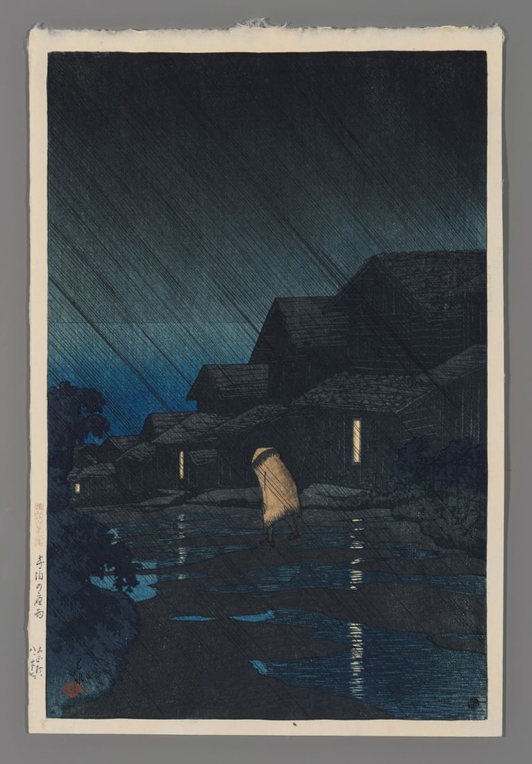 Kawase Hasui Woodblock - Evening Shower, Teradomari (1 of 2)
