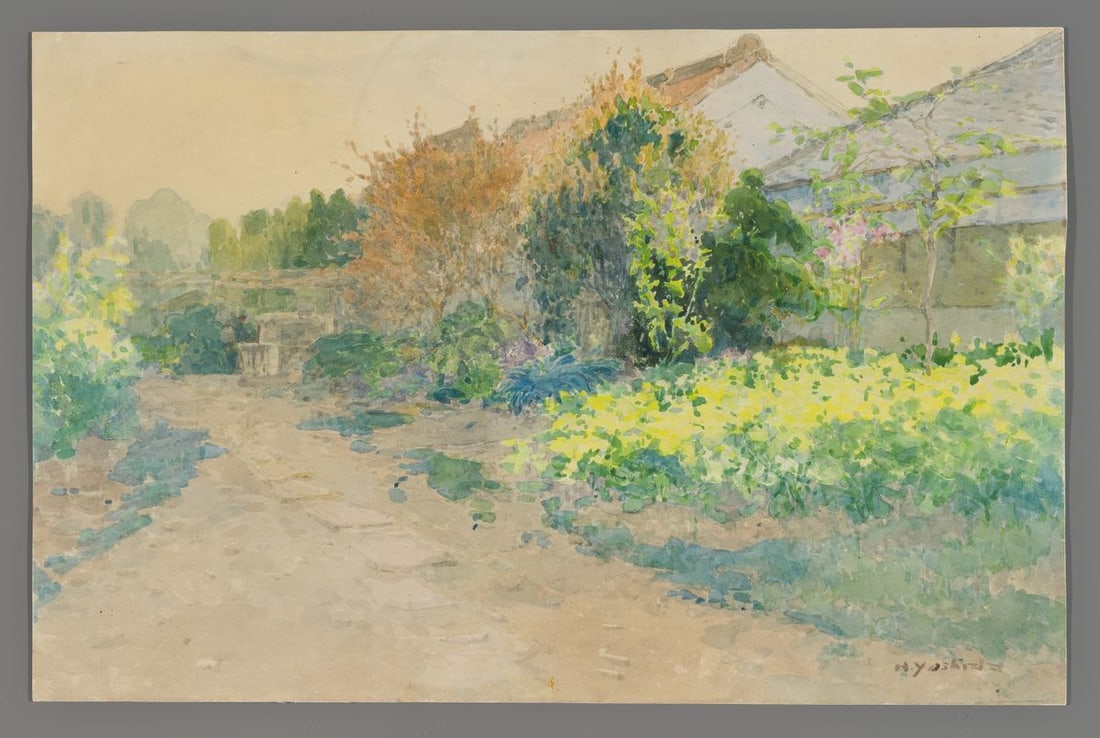 Hiroshi Yoshida Watercolor - Village Pathway (1 of 2)