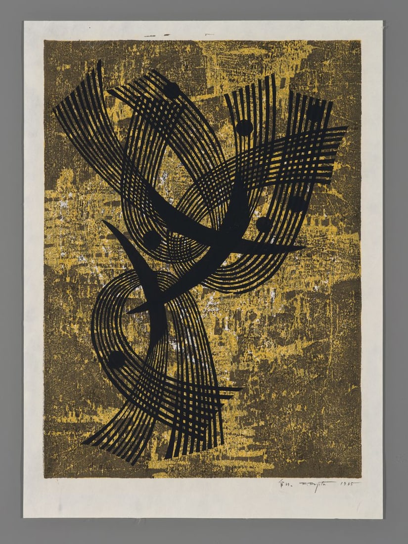 Fumio Fujita Woodblock - Tinge of Color: Artist: Fujita, Fumio, b. 1933 Title: Tinge of Color Date: 1965 Medium: woodblock Image Size: 14 7/8 x 10 3/4 inches Notes: Pencil signature High resolution images available on request