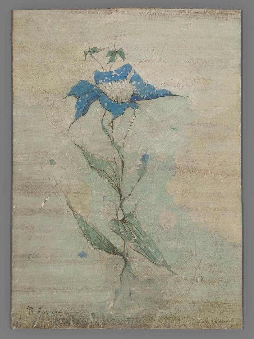 Ryonosuke Fukui Mixed Media - Floral: Artist: Fukui, Ryonosuke, 1924-1986 Title: Floral Date: undated Medium: mixed media Image Size: 13 3/4 x 9 7/8 inches Notes: Pencil signature High resolution images available on request